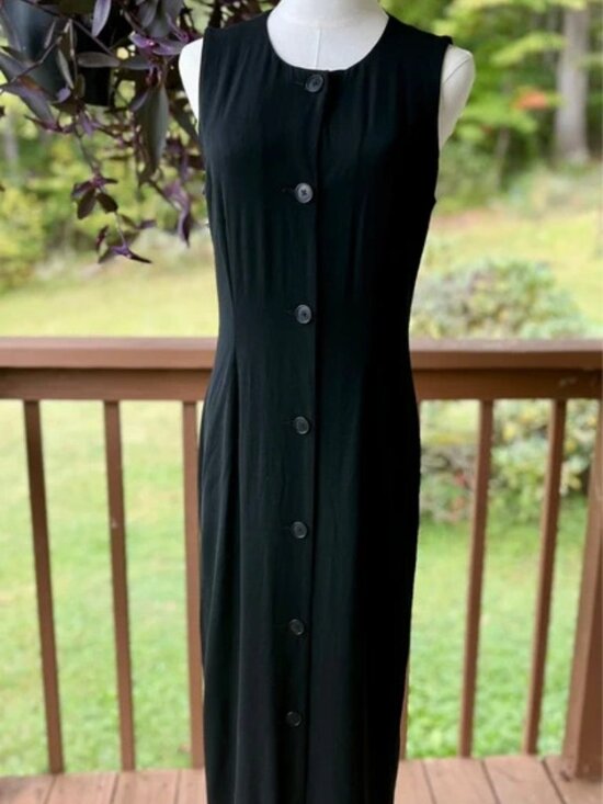 Banana Republic Dresses & Skirts - Vintage 90s Banana Republic Black Sleeveless Button-Front Maxi Dress